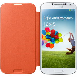 Husa Protectie Samsung EF-FI950BOEGWW S-View Cover Orange pentru i9500 Galaxy S IV