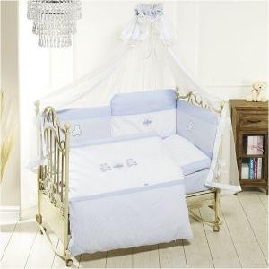 Lenjerie bumbac satinat 3 piese Feretti - ORSETTI BLUE/WHITE