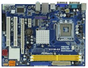 INTEL G31+ICH7,  Skt 775,  FSB 1600MHz,  2*DDR2 800/667 Dual Ch up to 8GB,  1*PCI-Ex16/1*PCI-Ex1/2*PCI,