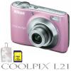 Nikon coolpix l21 pink inclusiv geanta + 2gb sd-card