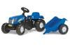 Tractor cu pedale si remorca 013074 albastru rolly toys