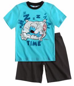 Pijama de vara Strumfi albastru turcoaz, Smurfs, 1012 - INVENTCAD SRL