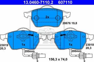 Set placute frana fata Audi A4 (B6) fabricat in perioada 11.2000 - 12.2004 ATE