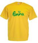 Tricou galben, imprimat Romania verde