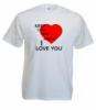 Tricou alb, imprimat kc i love you