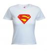 Tricou alb, imprimat supergirl rosu/galben