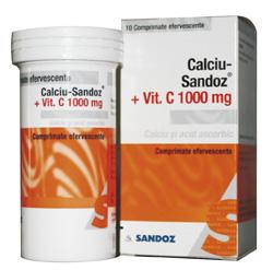 Calcium Sandoz cu Vit. C 1000 mg - 10 comprimate efervescente