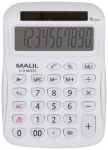 Calculator de birou Maul ECO MJ555, 8 digits, realizat din plastic reciclat, incarcare solara - alb