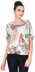 Bluza casual alba imprimata cu lantisor auriu 1619