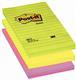 Notite autoadezive liniate Post-it, 102 x 152 mm, 100 file, culori neon: verde, galben, roz