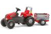 Tractor cu pedale si remorca copii rolly toys 800261 rosu