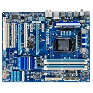 LGA1156 | Intel P55 | dual channel DDR3 2200 | 2x PCIe X16 (X16 + X4) + 2x PCIe X1 + 3x PCI | 8x SATA 2.0 (RAID 0/1/10/5) + 1x PATA| LAN 1000 Mbps | USB3.0 | sunet 7.1 (ALC888) | ATX | 100% full-Al Polymer caps, Ultra Durable